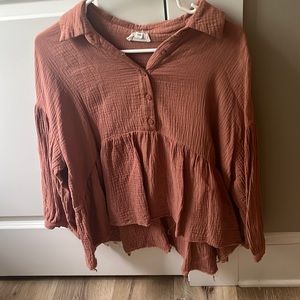 Pink button up top